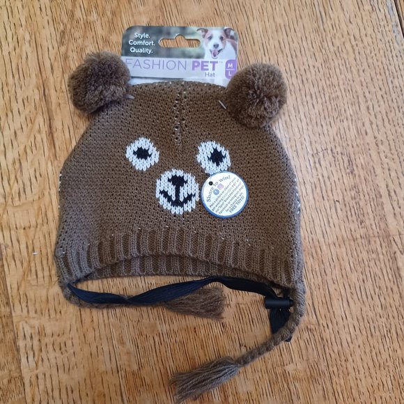 NWT! Dog Hat with pom poms with ear holes (5063) - Picture 2 of 6